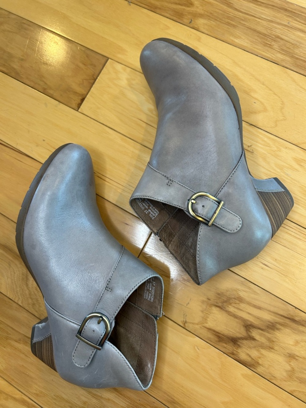 Dansko Darbie Women's Taupe Leather Ankle Booties with Buckle - Picture 6 of 11